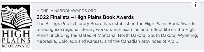 High Plains Book Awards describing the award and listing the states residents are eligible to apply - Montana, Wyoming, North Dakota, South Dakota, Nebraska, Colorado, Kansas, Manitoba, and Saskatchewan.