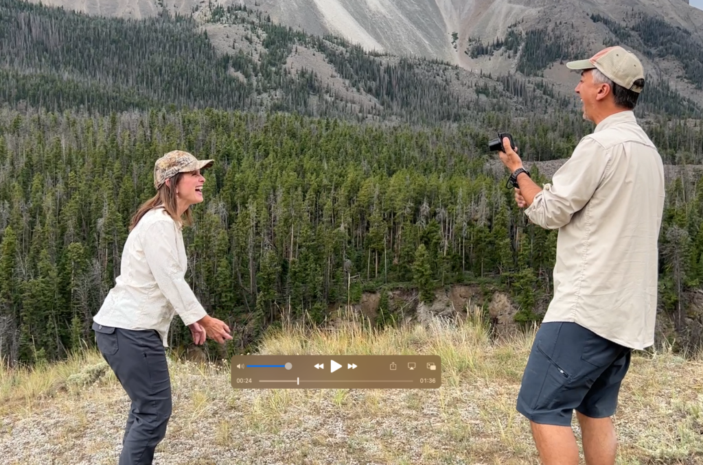 Melissa Cook and Aaron Linsdau Film a YouTube Episode on the road to Kirwin, Wyoming