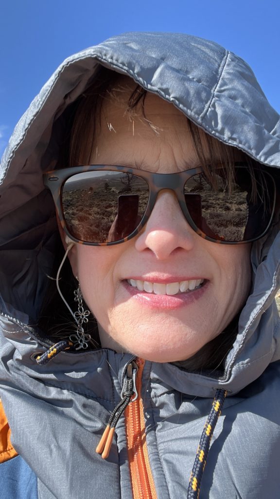 Melissa Cook dressed for cold weather while adventuring in Wyoming