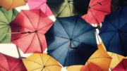 Colorful umbrellas overhead