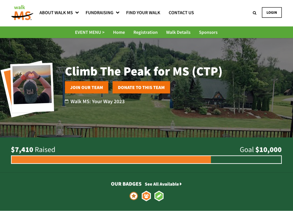 Sarah J. Locke's Climb the Peak for MS ad